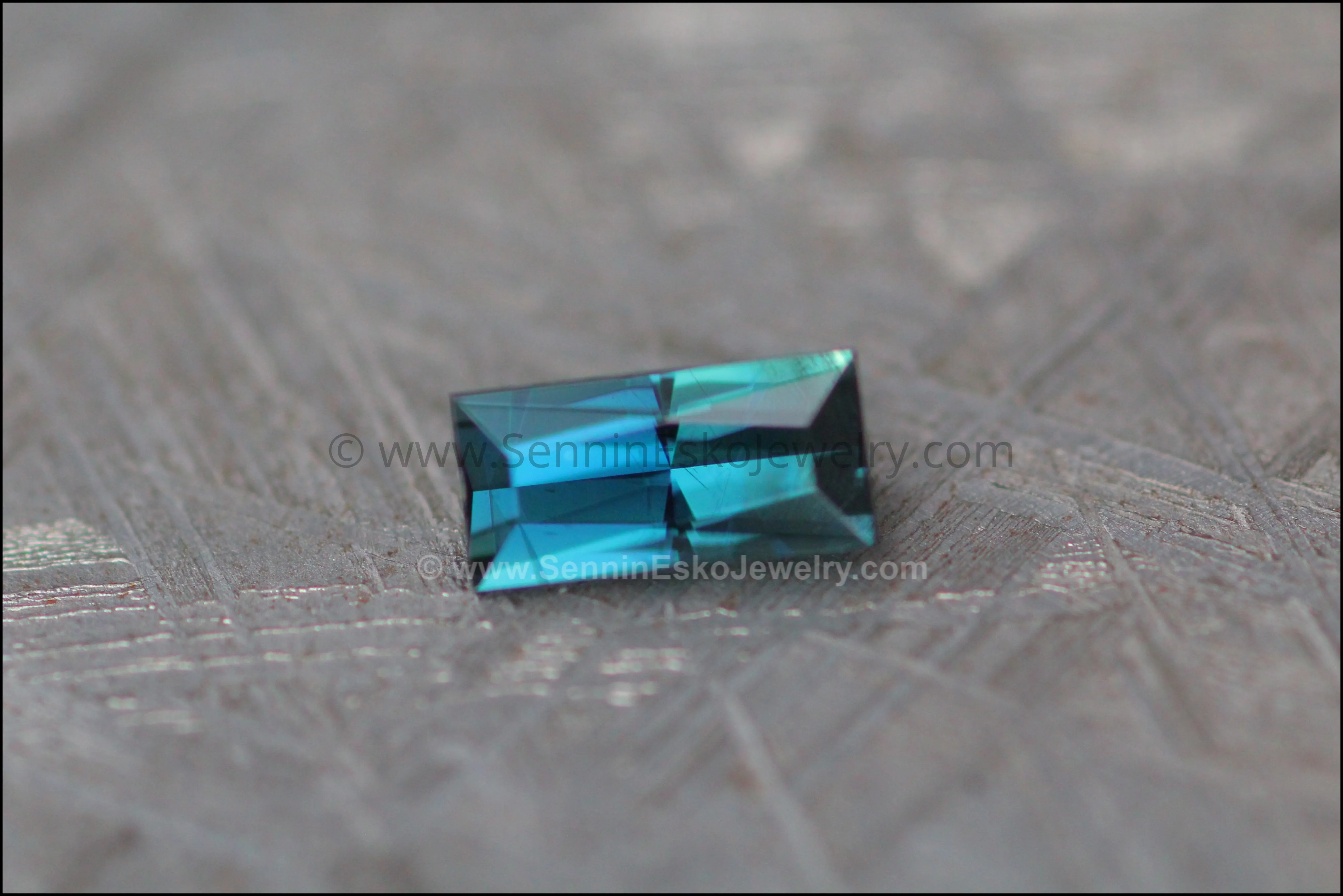 1.1 carat Teal Sapphire Baguette - Precision Cut - 7.9x3.8mm