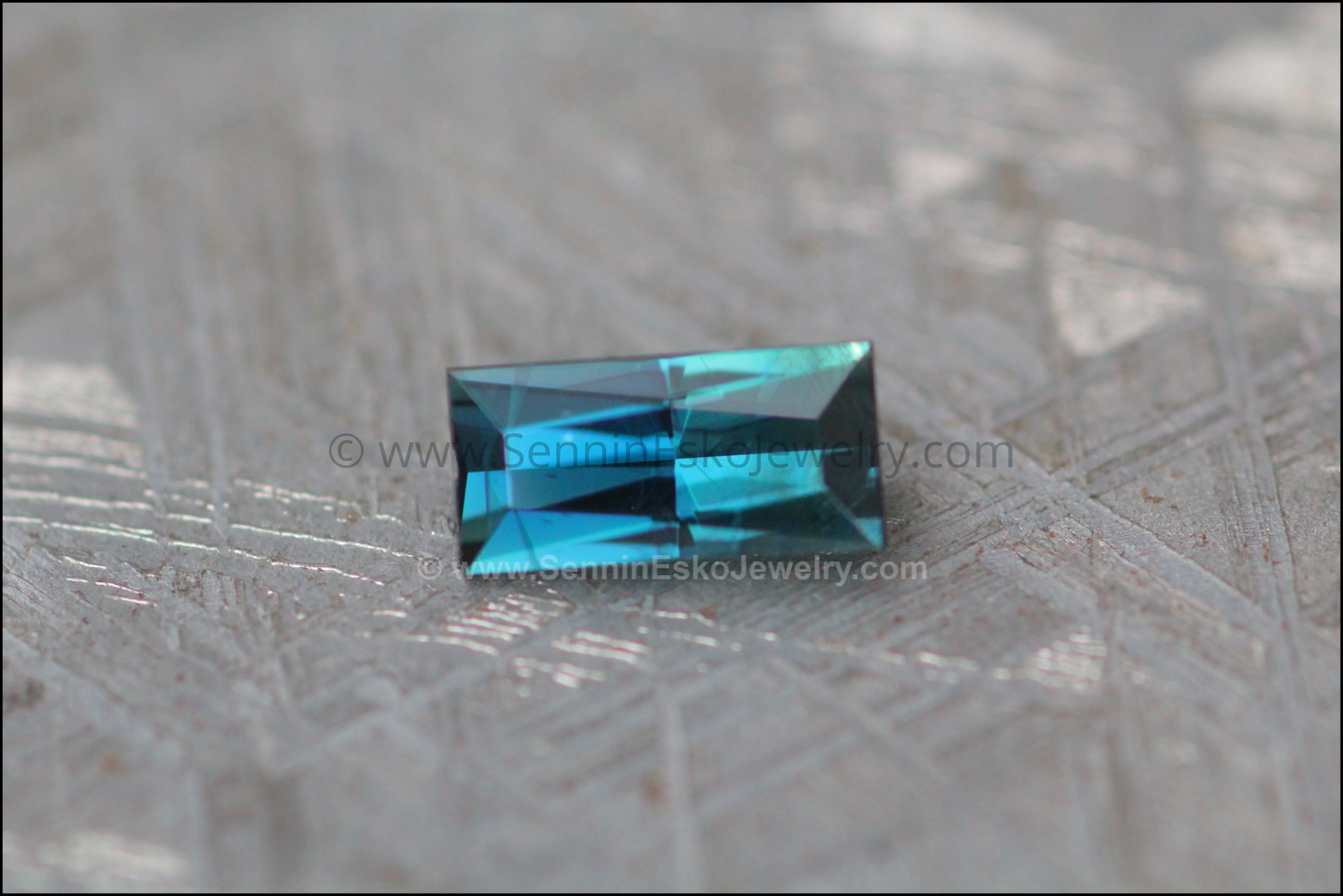 1.1 carat Teal Sapphire Baguette - Precision Cut - 7.9x3.8mm