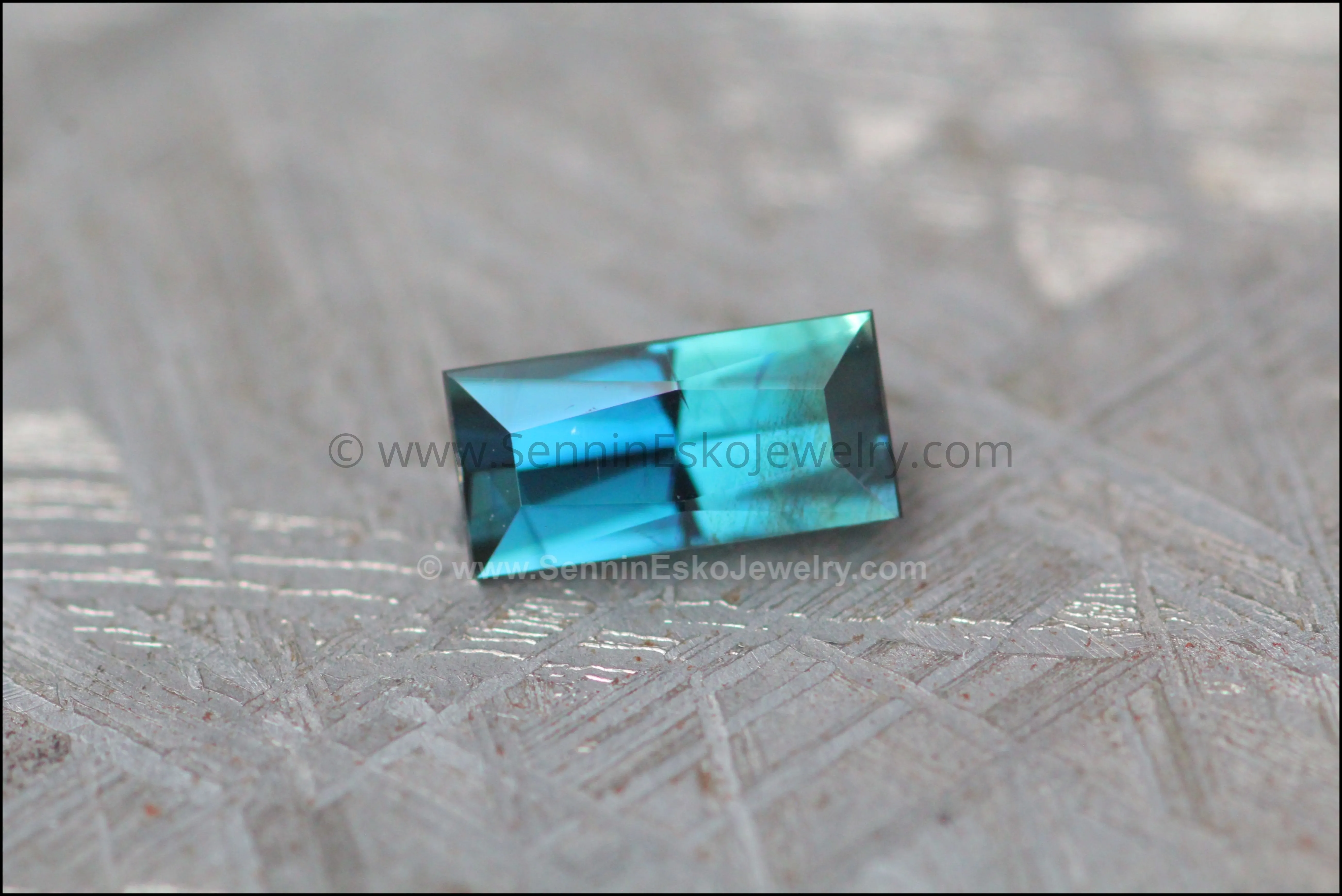 1.1 carat Teal Sapphire Baguette - Precision Cut - 7.9x3.8mm