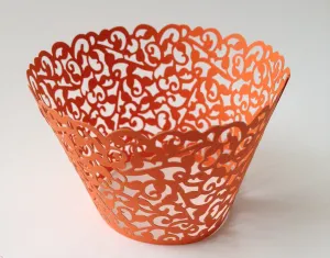 12 pcs Orange Coral Classic Lace Cupcake Wrappers