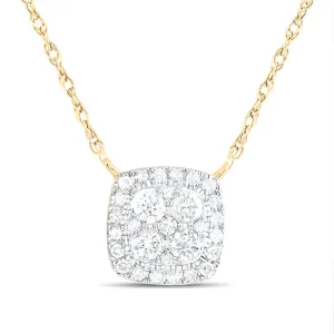 1/3CTW Diamond Fashion Cushion Necklace - 18" 10K Yellow Gold