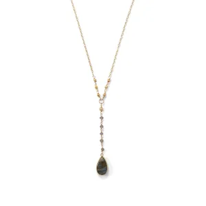 14 Karat Gold Plated Labradorite Drop Necklace