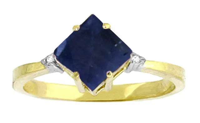 1.46 Carat 14K Solid White Gold Ring Diamond Sapphire