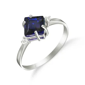 1.46 Carat 14K Solid White Gold Ring Diamond Sapphire