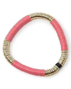 14k Gold and Coral Vinyl Stretch Bracelet