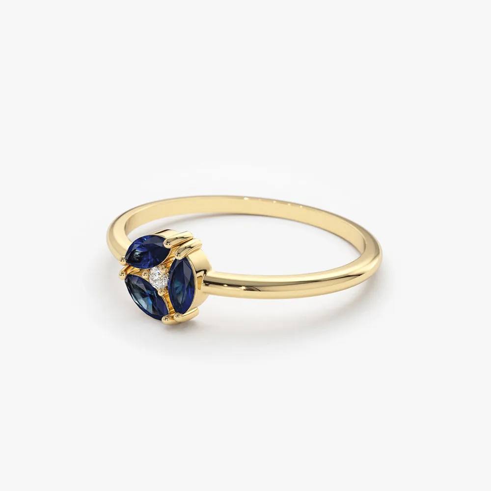 14k Marquise Sapphire Cluster Ring