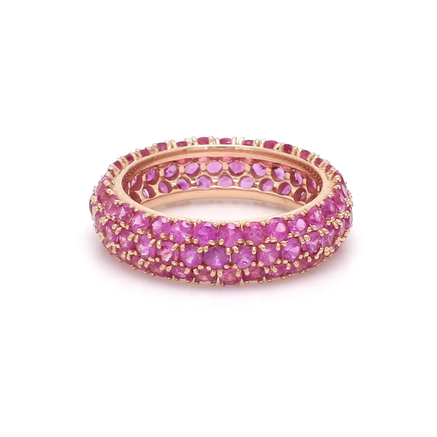 14K or 18K Gold Pave Pink Sapphire Eternity Band