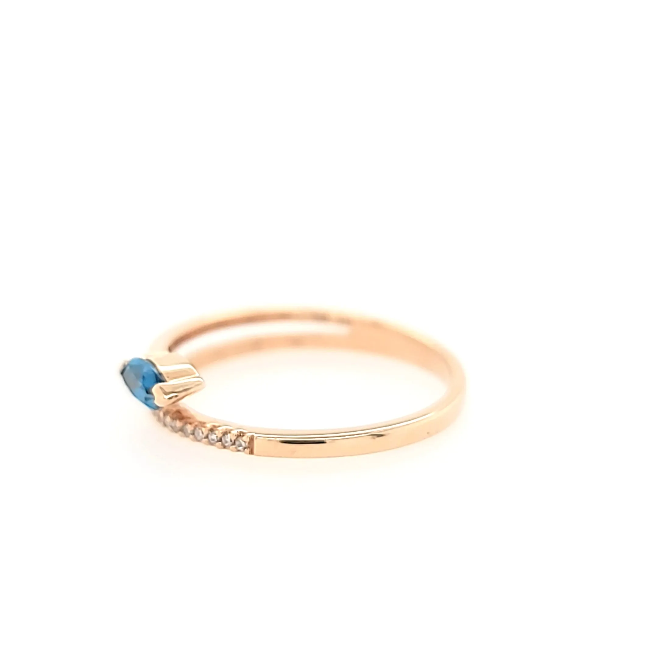 14k Rose Gold London Blue Topaz & Diamond Wraparound Ring (I8389)