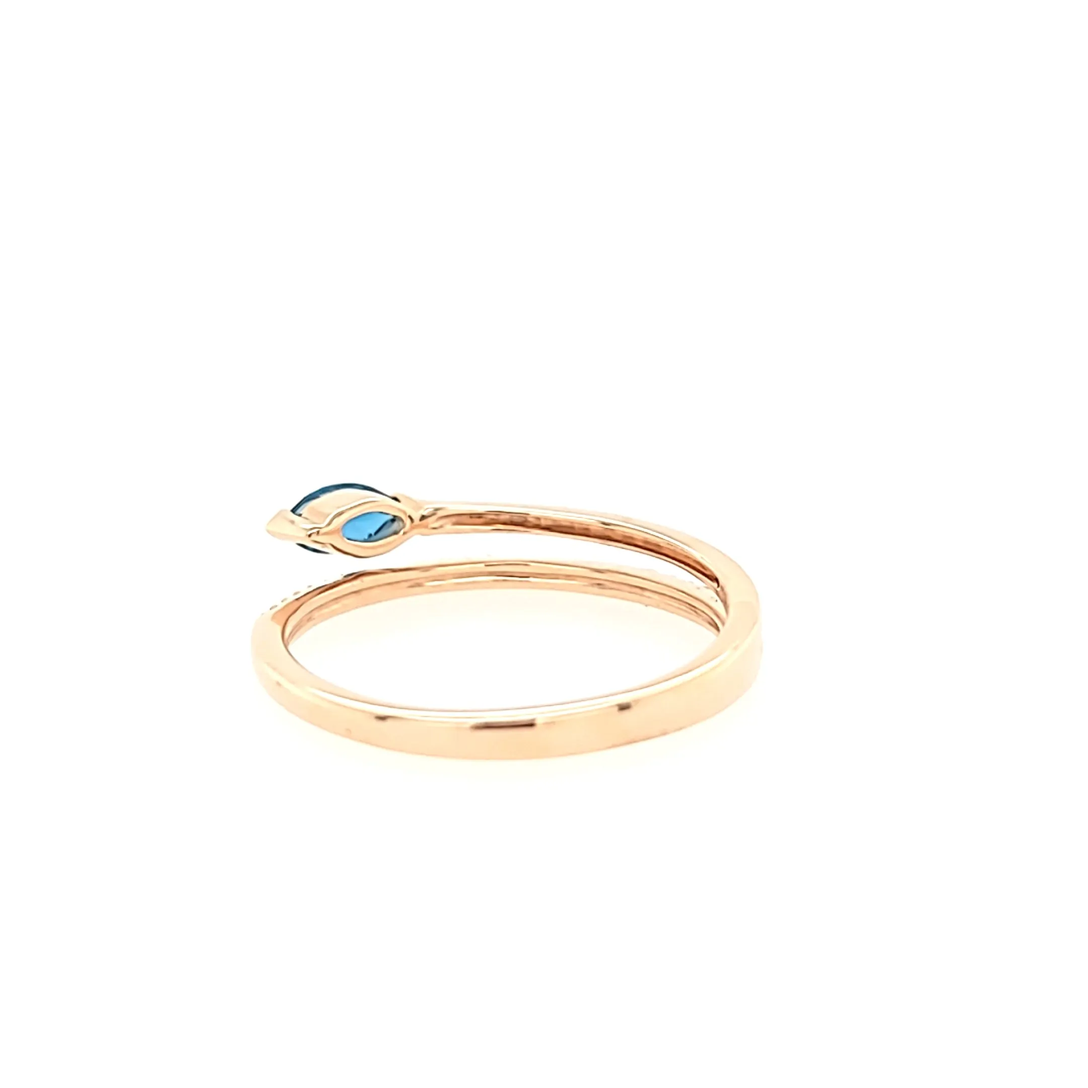 14k Rose Gold London Blue Topaz & Diamond Wraparound Ring (I8389)