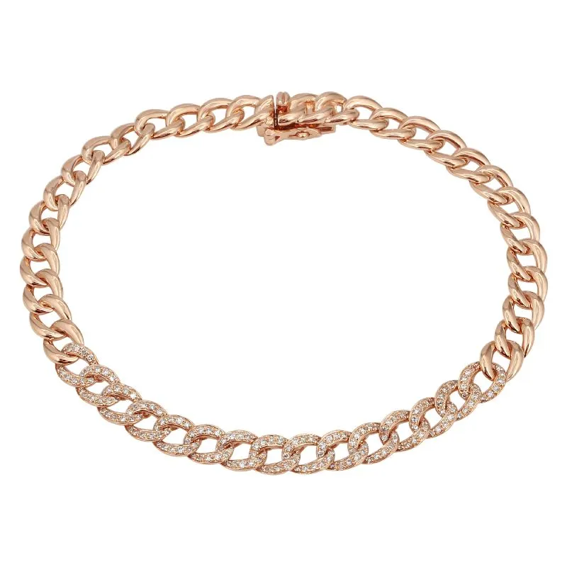 14k White Diamond Curb Link Bracelet