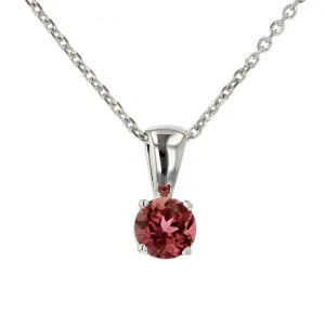 14K White Gold Pink Tourmaline Pendant Necklace