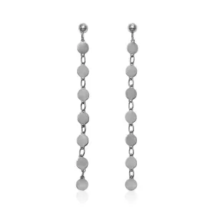 14k White Gold Post Dangle Earrings with Polished Circles