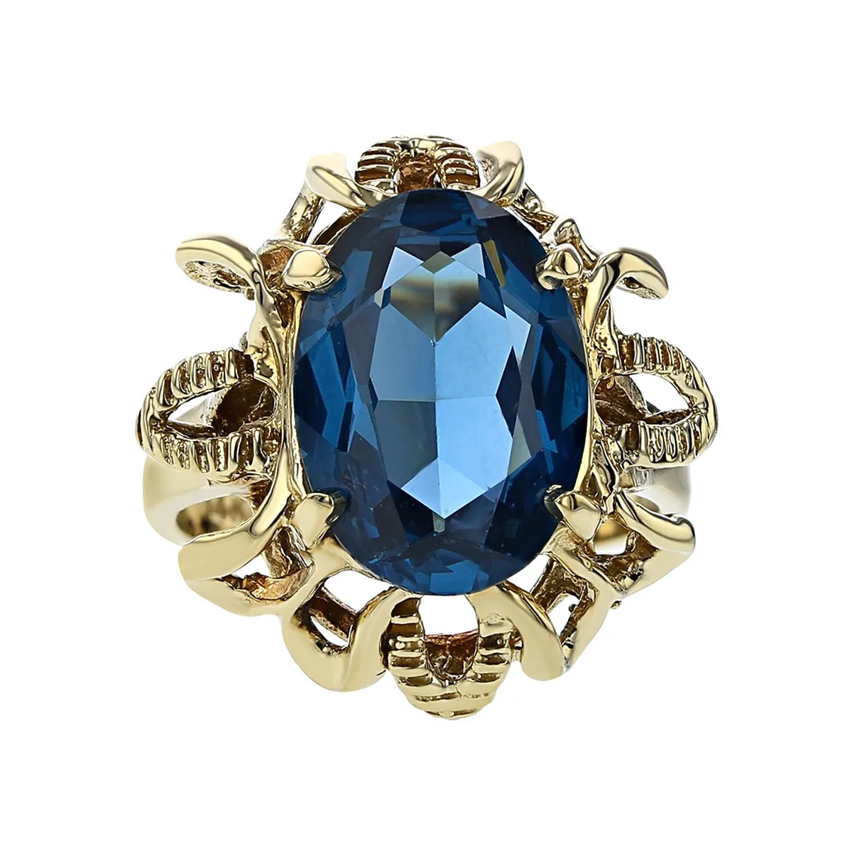 14K Yellow Gold Blue Topaz Ring