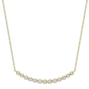 14K Yellow Gold Curved Diamond Necklace