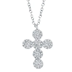 14KT GOLD 0.25 CTW DIAMOND CLUSTER CROSS NECKLACE