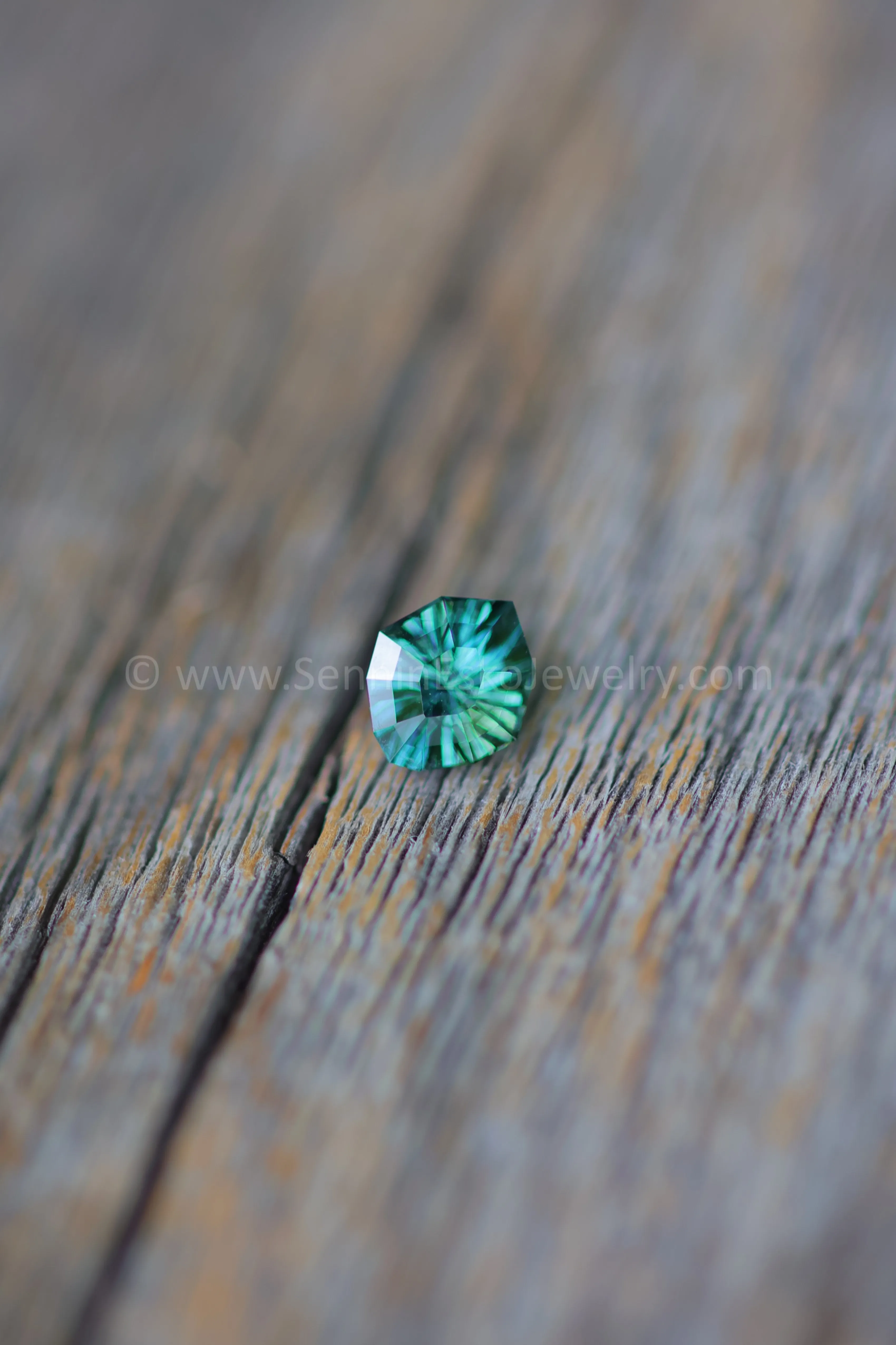 1.5 Carat Blue/Green Sapphire Shield -  7.7x6.7mm - Galaxy Cut