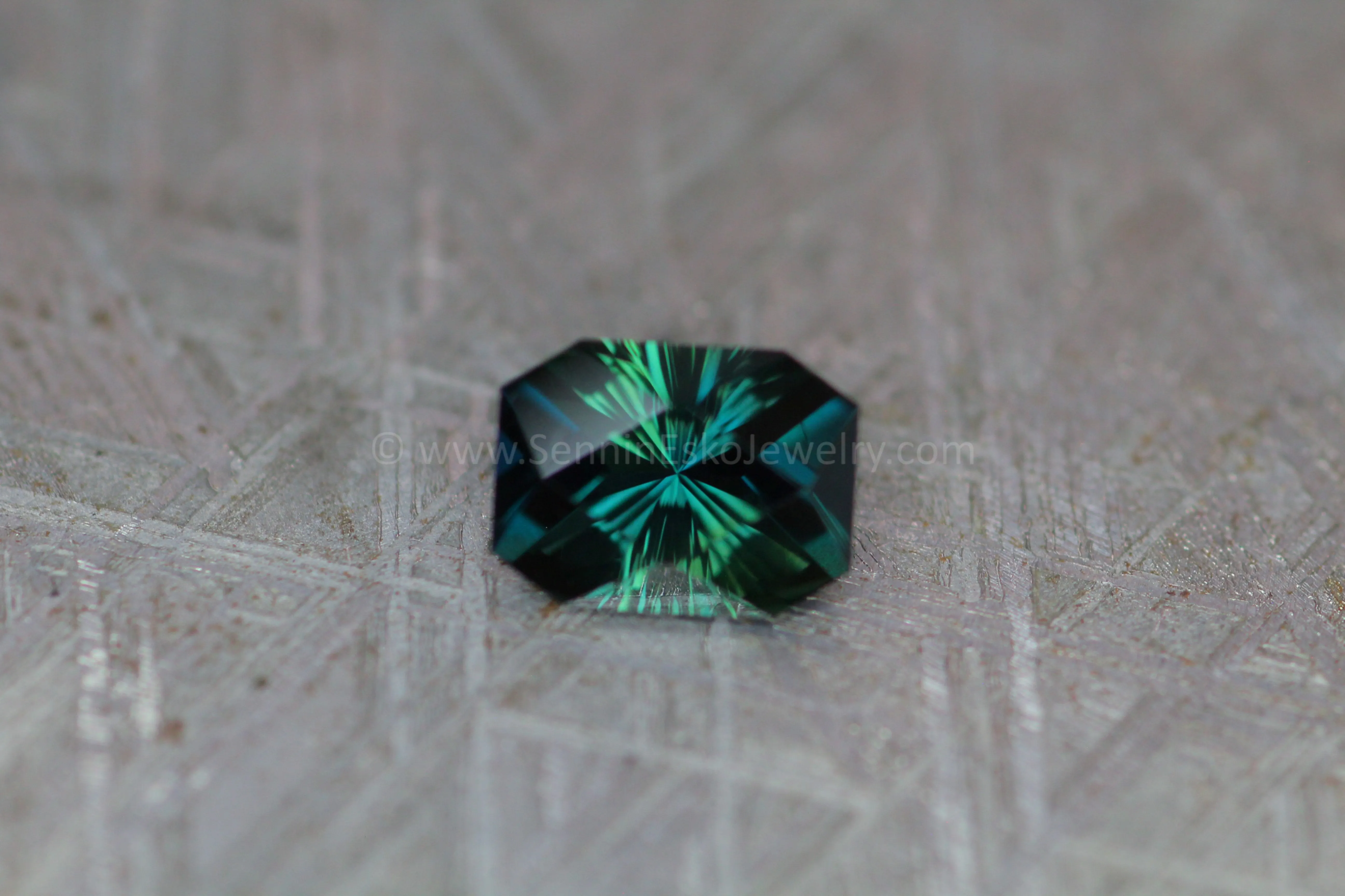 1.6 Carat Inky Navy Blue/Green Sapphire Octagon - 7.8x5.8mm, Fantasy Cut