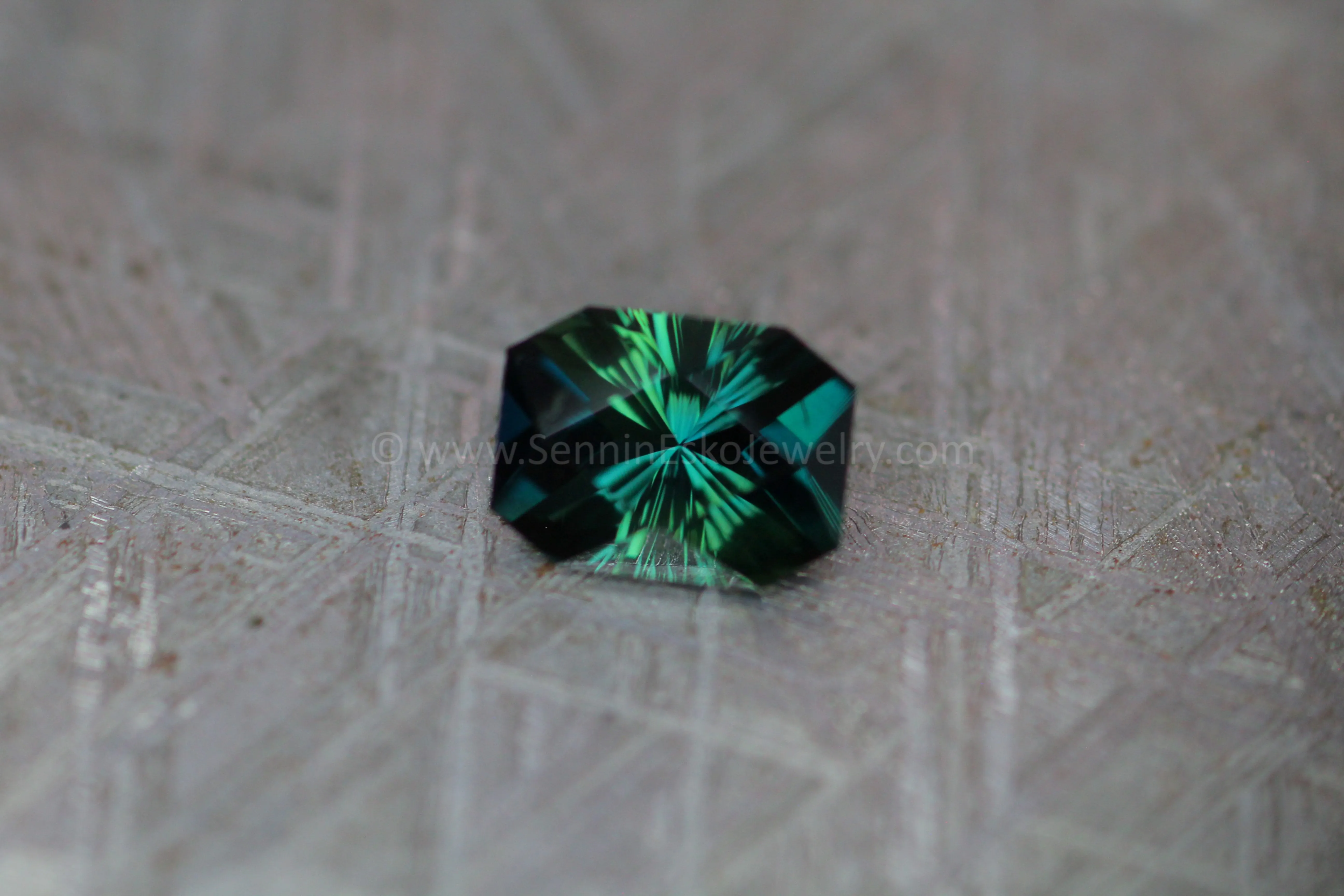 1.6 Carat Inky Navy Blue/Green Sapphire Octagon - 7.8x5.8mm, Fantasy Cut