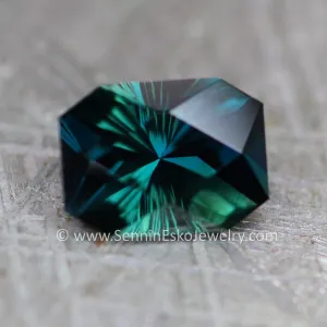 1.6 Carat Inky Navy Blue/Green Sapphire Octagon - 7.8x5.8mm, Fantasy Cut