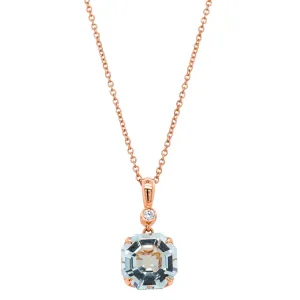 18ct Rose Gold Aquamarine & Diamond Octavia Pendant