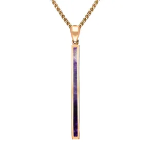 18ct Rose Gold Blue John Long Slim Oblong Necklace