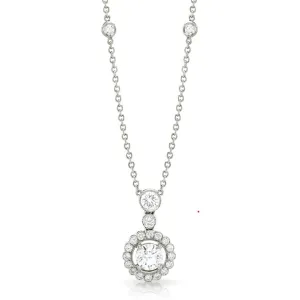 18ct White Gold Diamond Drop Necklace 17"