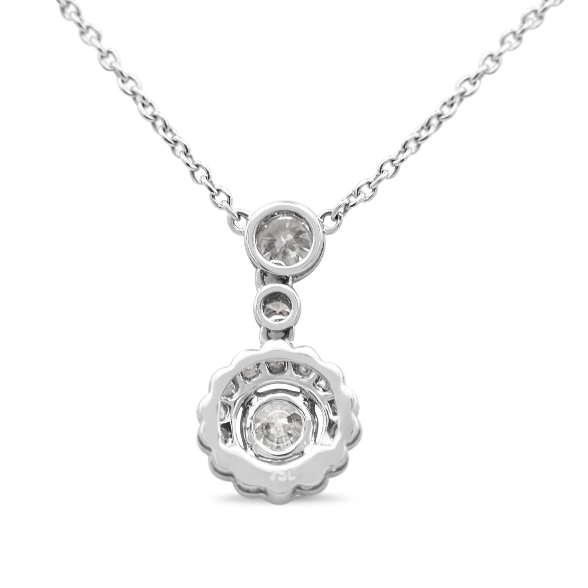 18ct White Gold Diamond Drop Necklace 17"