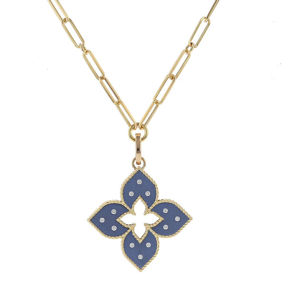 18K Gold Blue Titanium Necklace with Diamonds