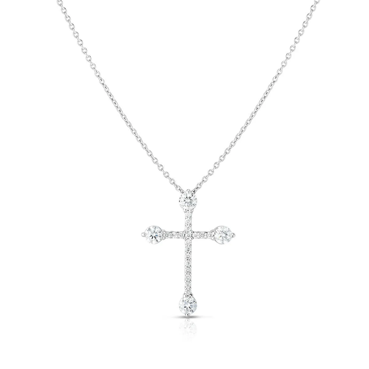 18K Gold Diamonds Small Cross Necklace