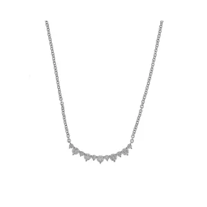 18K White Gold Curved Diamond Necklace