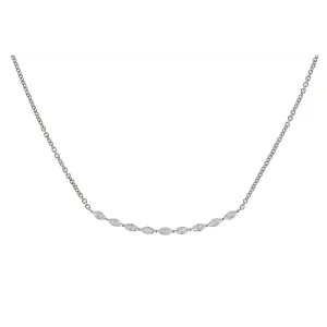 18K White Gold Curved East to West Marquise Diamond Necklace