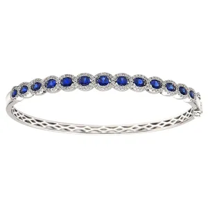 18k White Gold Sapphire & Diamond Bangle