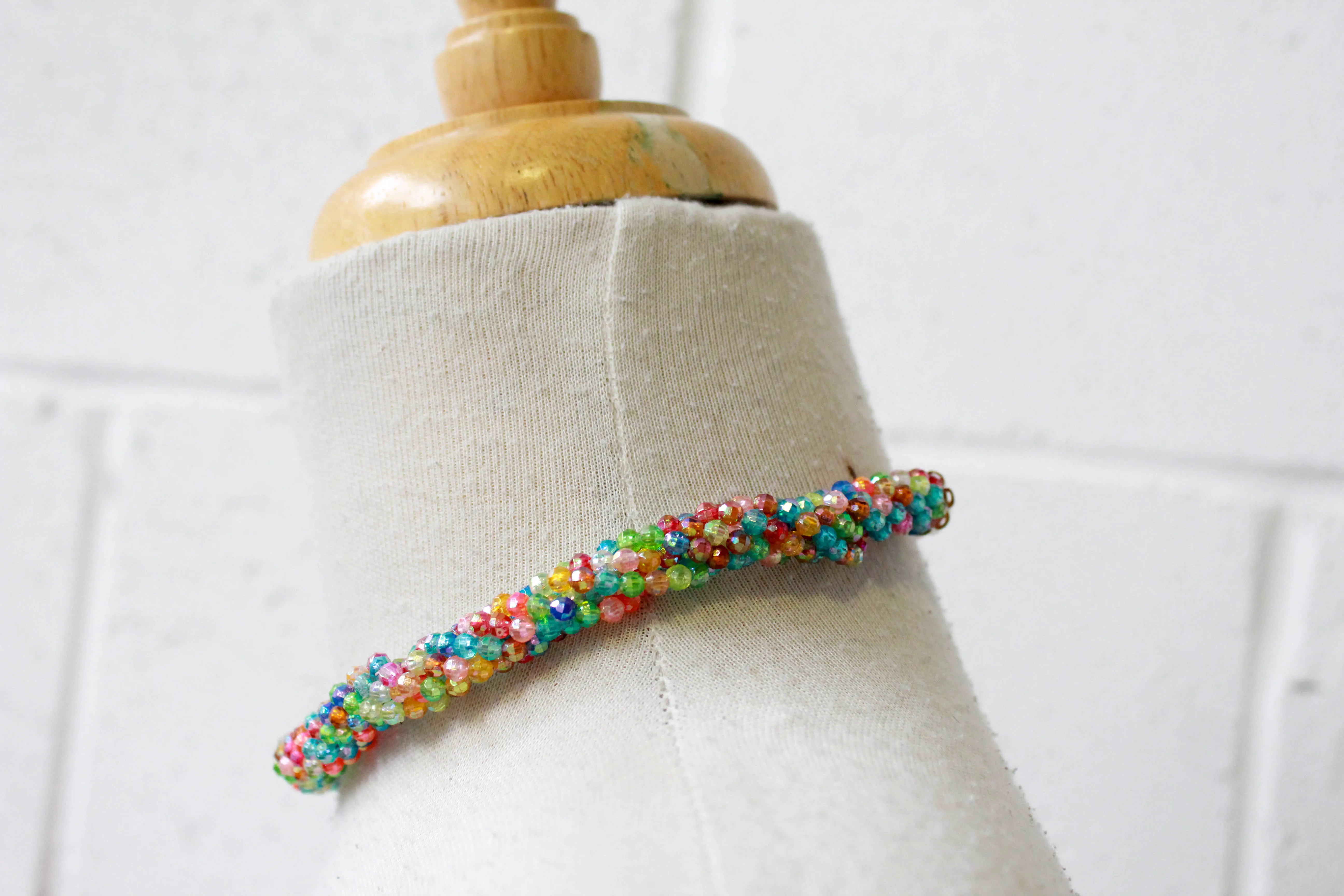 1960s Rainbow Beaded Choker Necklace