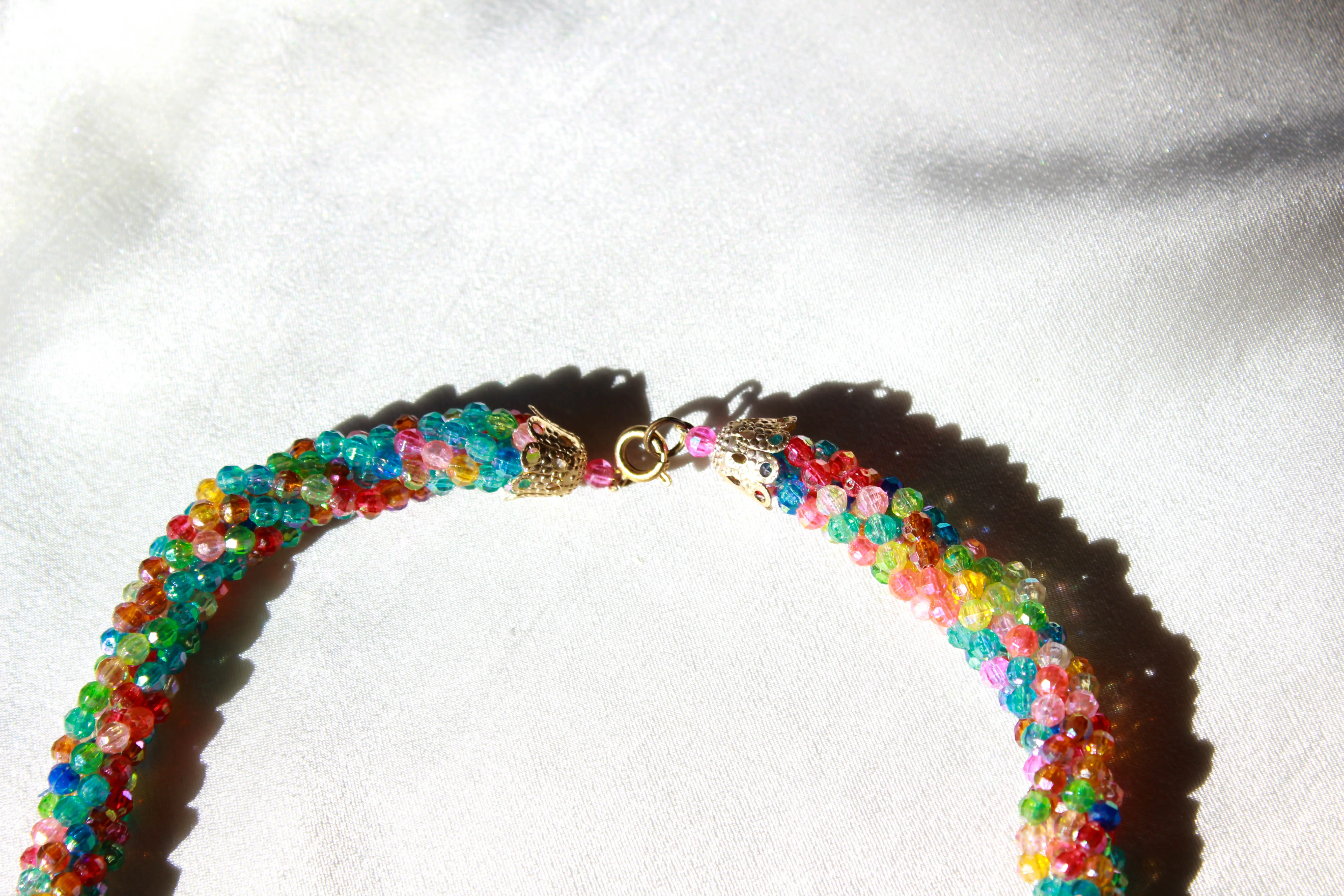 1960s Rainbow Beaded Choker Necklace