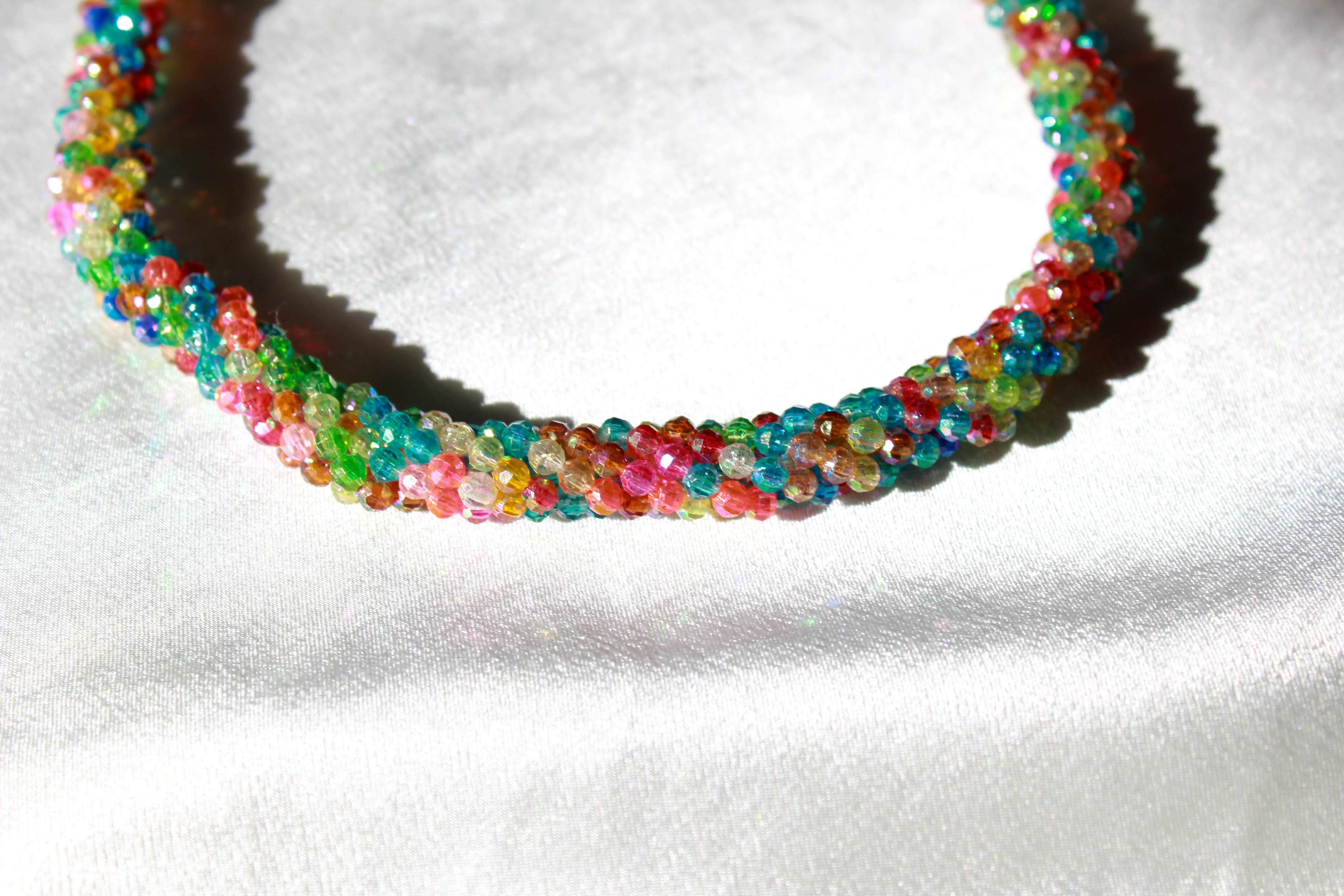 1960s Rainbow Beaded Choker Necklace