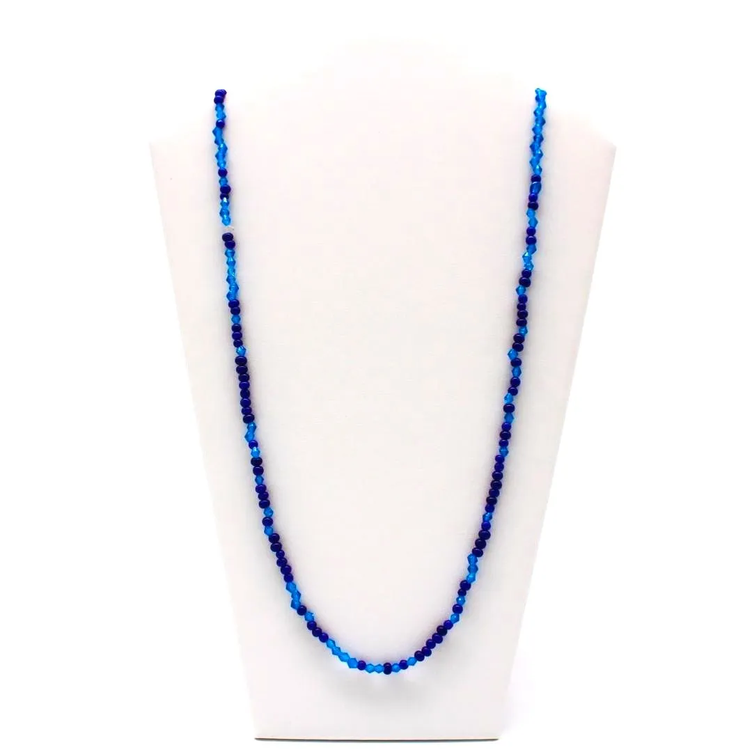 27" Mixed Blue Glass Bead Necklace (Dozen)