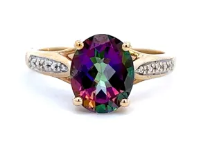 3.10ct Mystic Topaz & Diamond Yellow Gold Ring