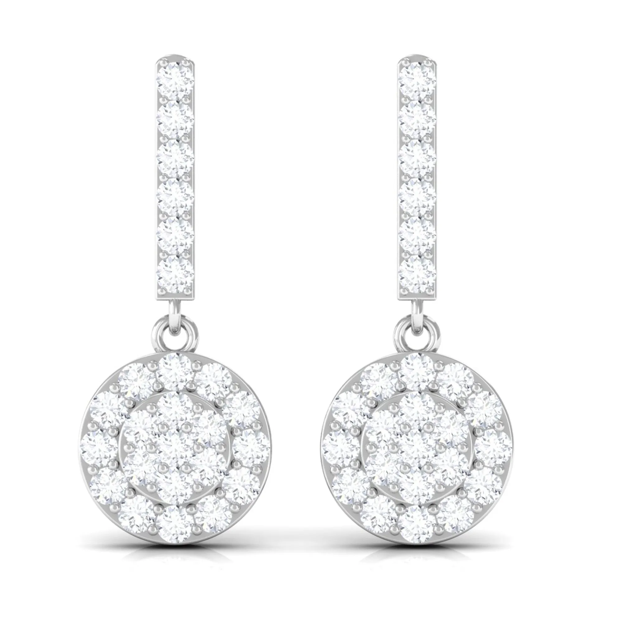 3/4 CT Real Diamond Dangle Earrings in Gold