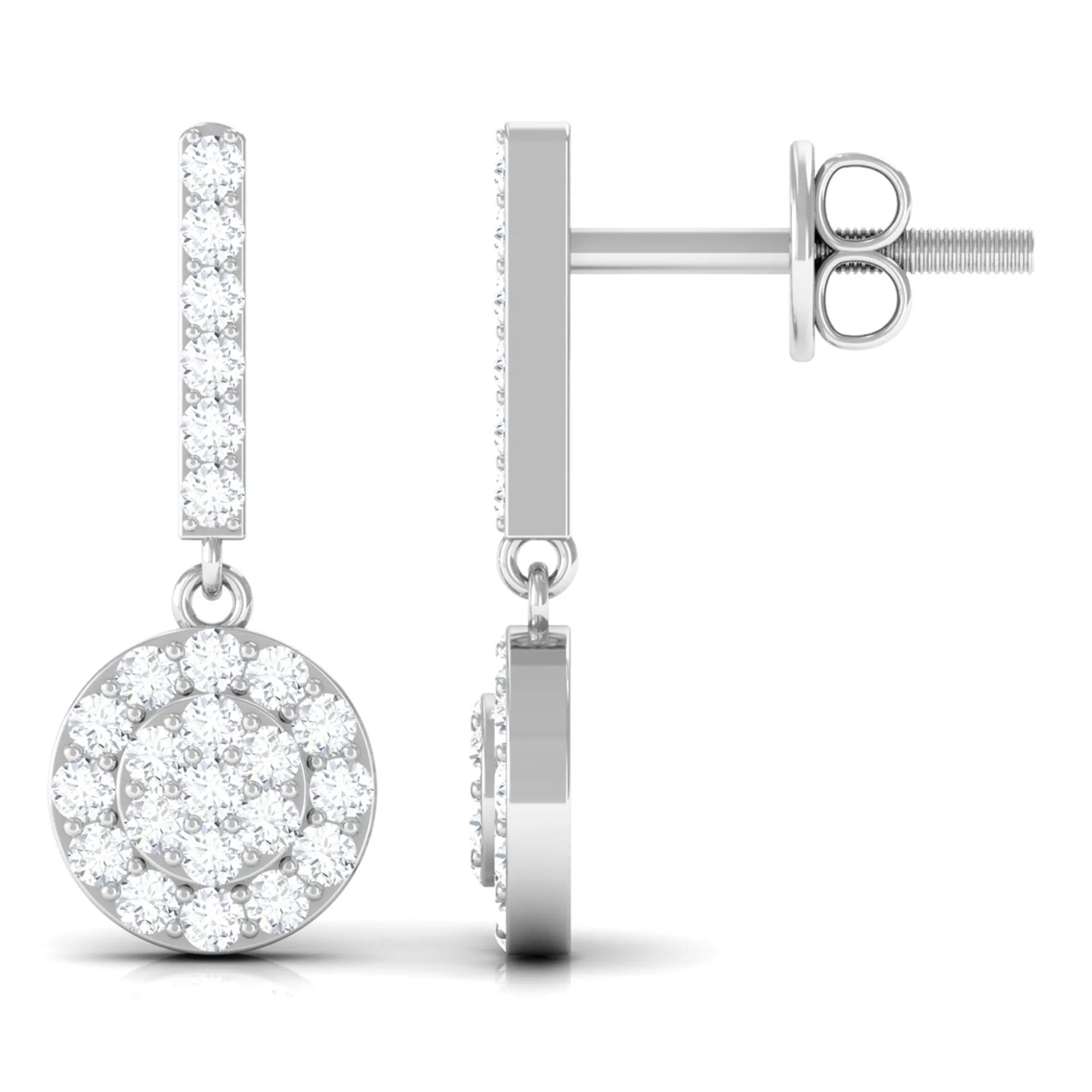 3/4 CT Real Diamond Dangle Earrings in Gold