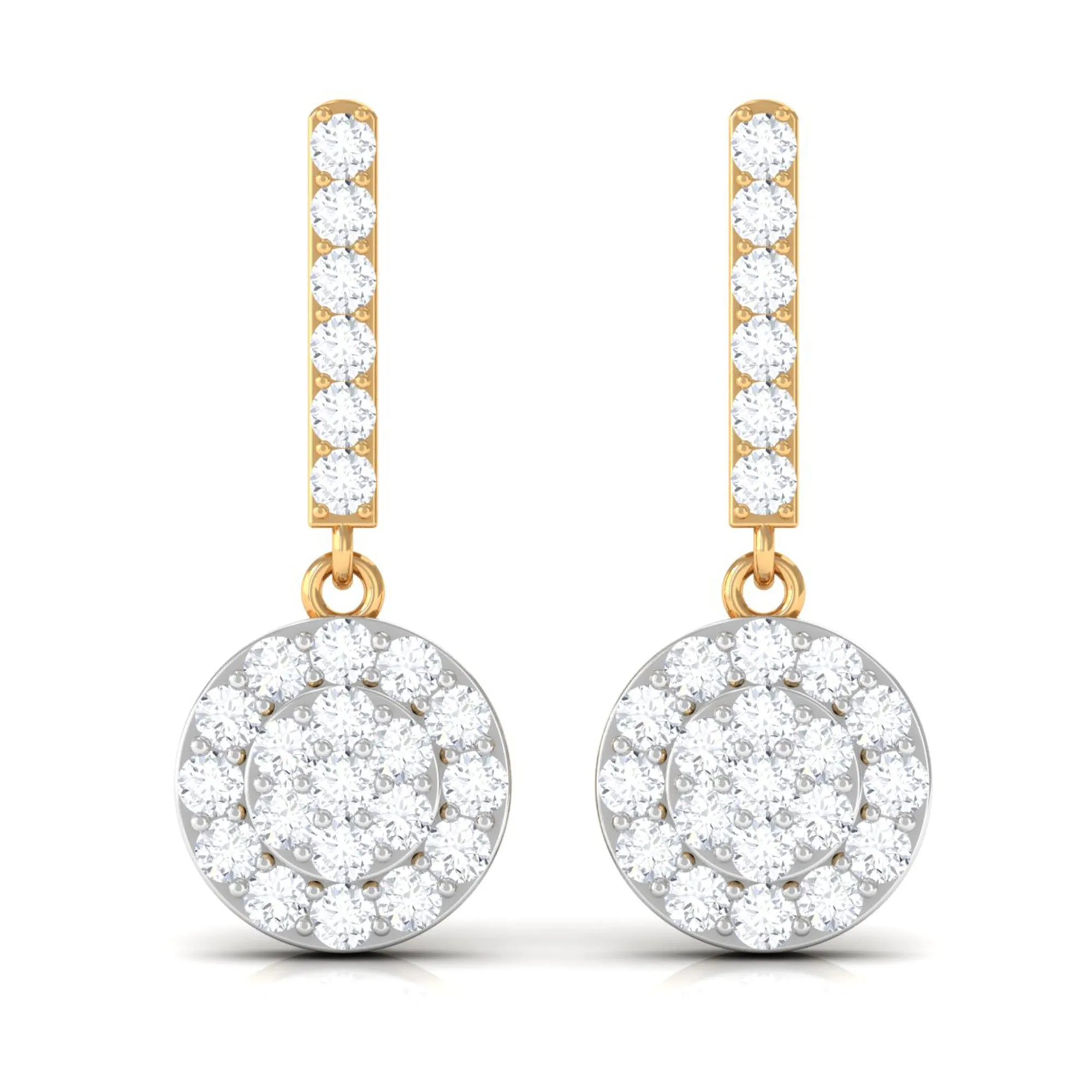 3/4 CT Real Diamond Dangle Earrings in Gold