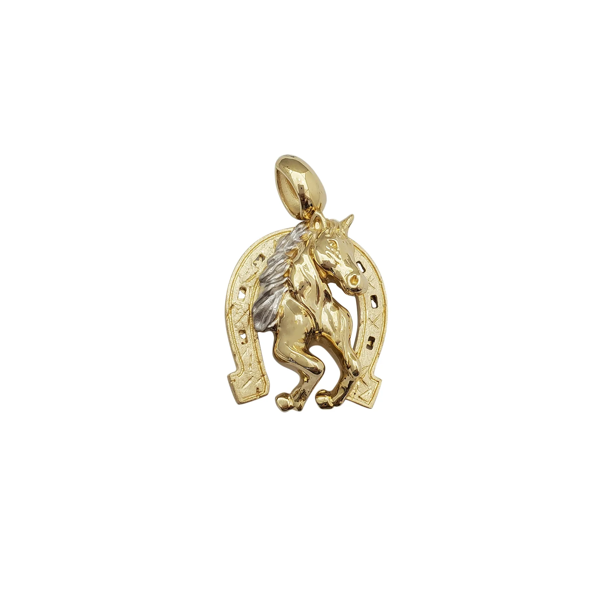 3D Horse Shoe Pendant (14K)