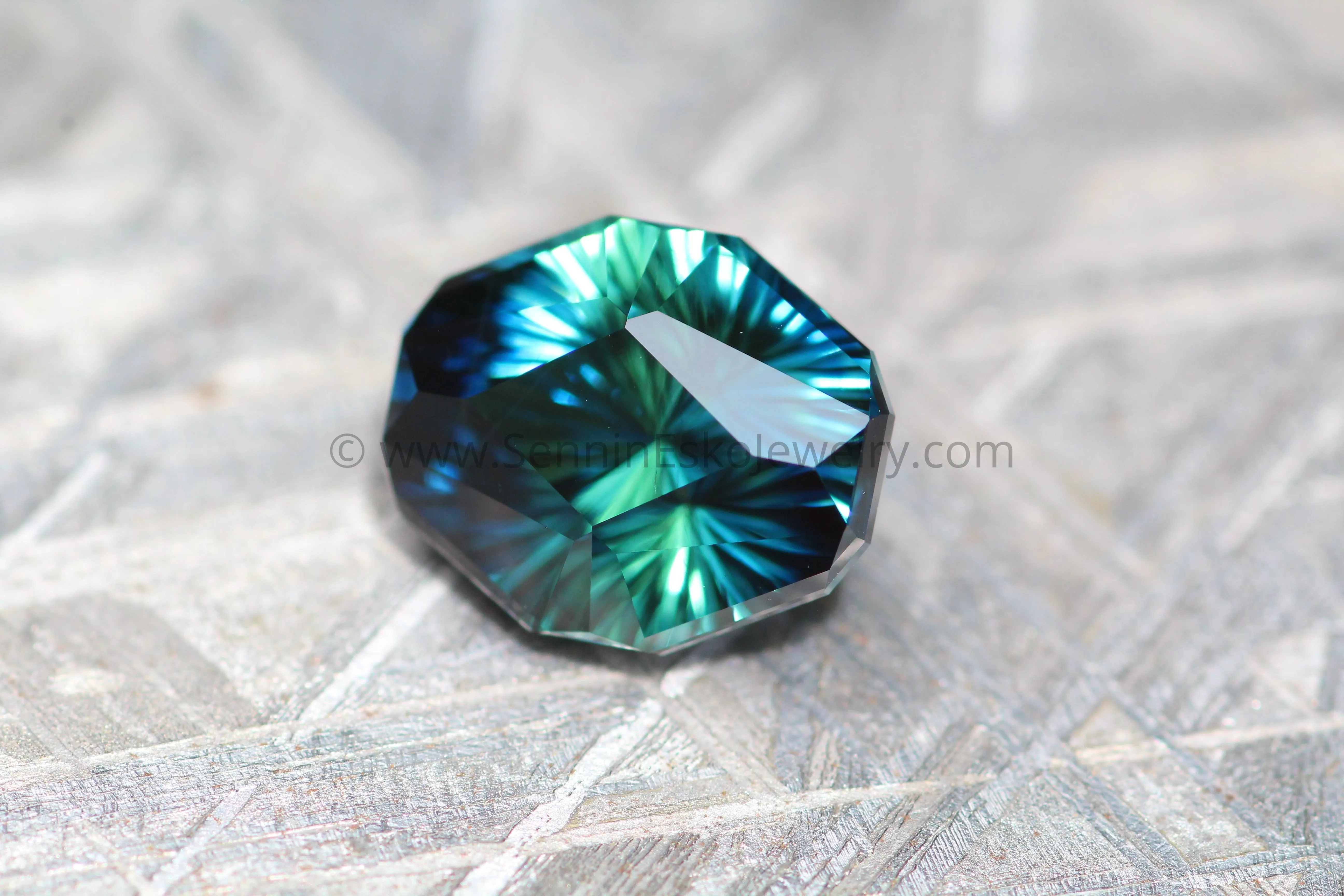 4.5 carat Parti Blue/Green Sapphire Shield - Fantasy Cut, 10x8.3mm