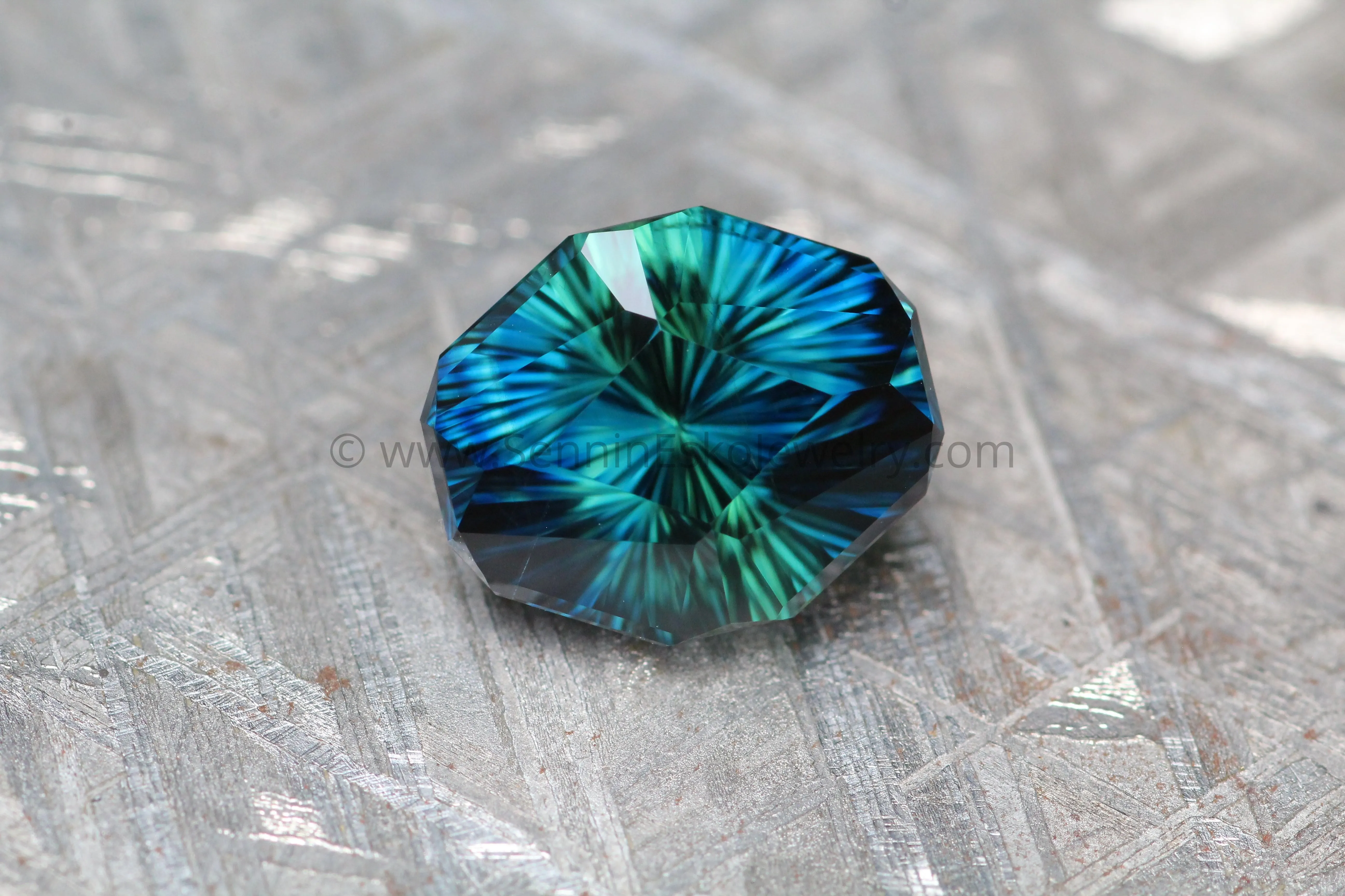 4.5 carat Parti Blue/Green Sapphire Shield - Fantasy Cut, 10x8.3mm