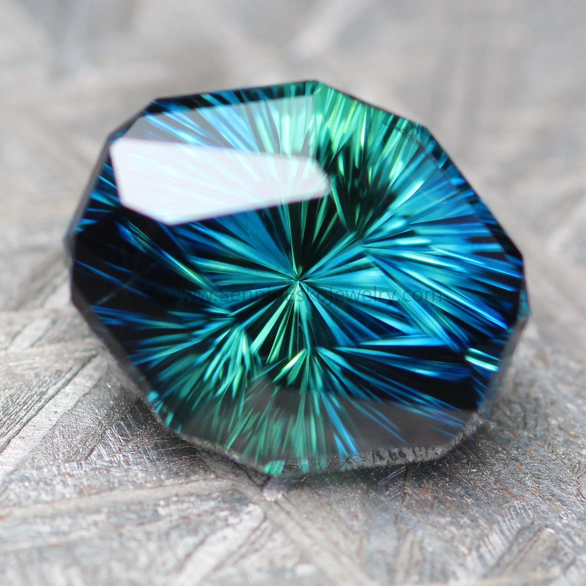 4.5 carat Parti Blue/Green Sapphire Shield - Fantasy Cut, 10x8.3mm