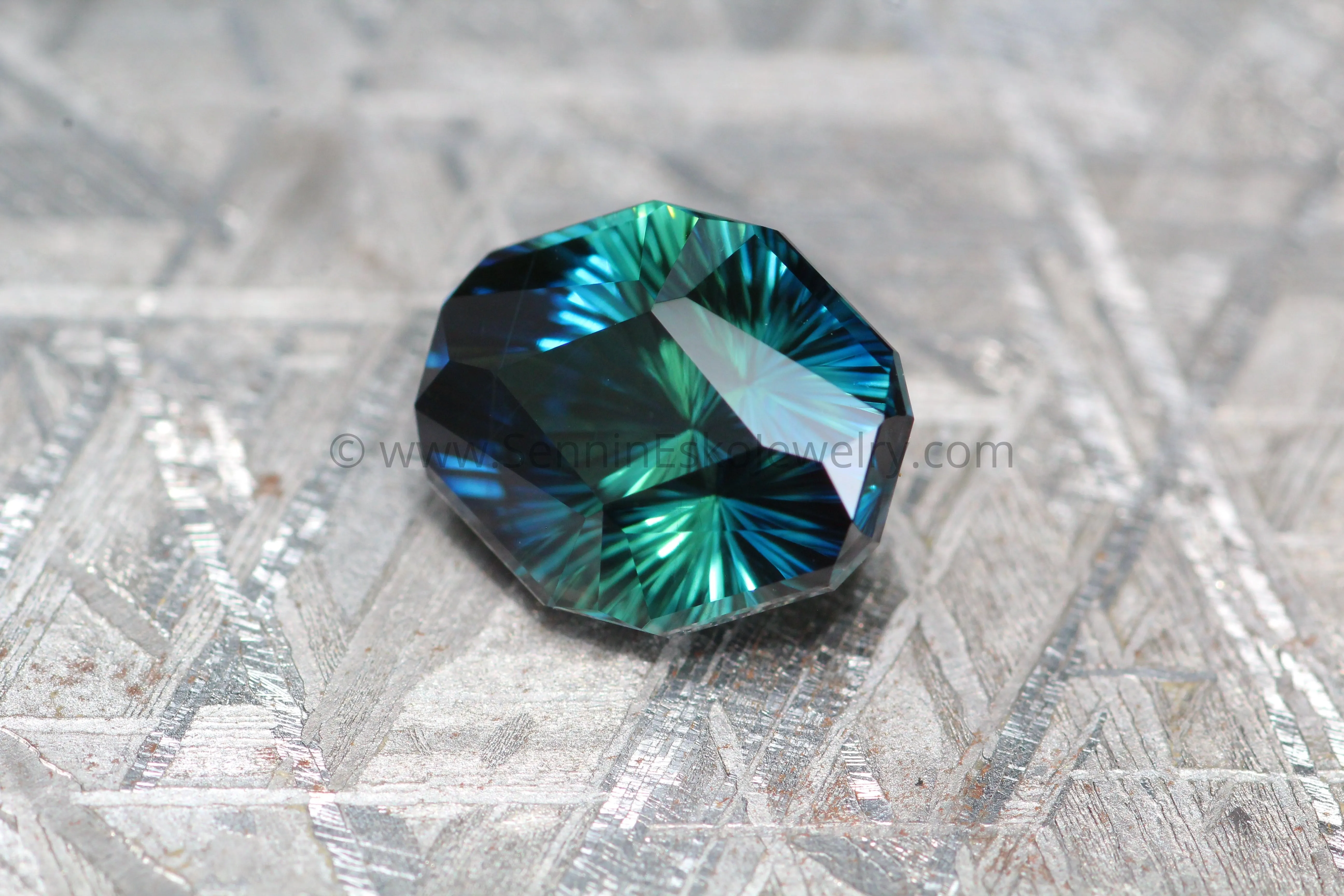 4.5 carat Parti Blue/Green Sapphire Shield - Fantasy Cut, 10x8.3mm