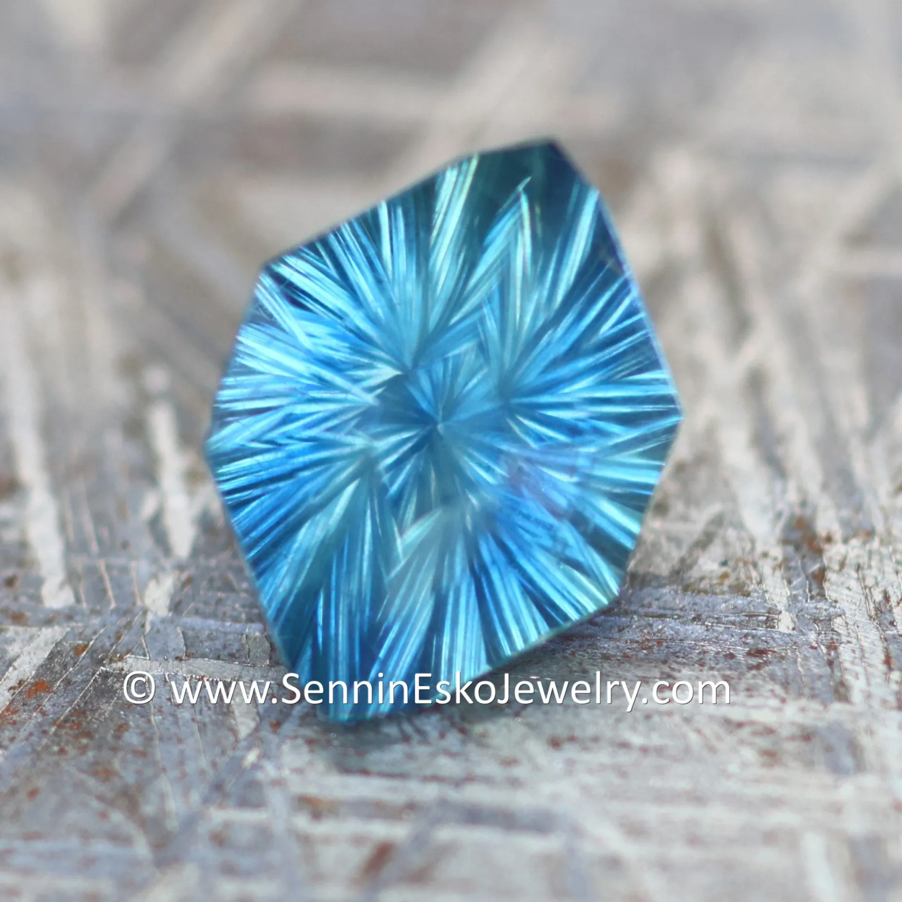 4.6ct Teal Malawi Sapphire Decagon - 12x8.6mm - Galaxy Cut