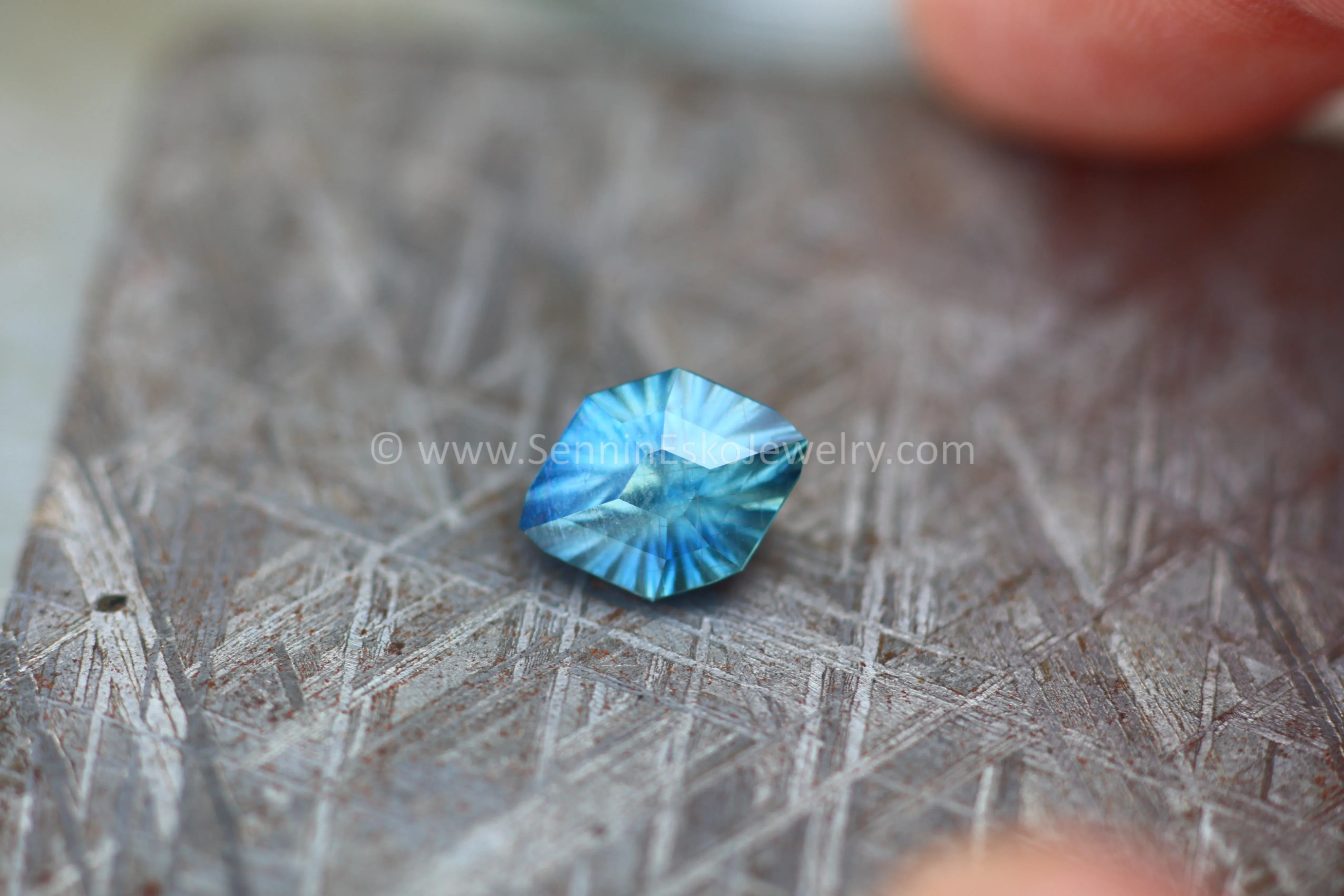 4.6ct Teal Malawi Sapphire Decagon - 12x8.6mm - Galaxy Cut