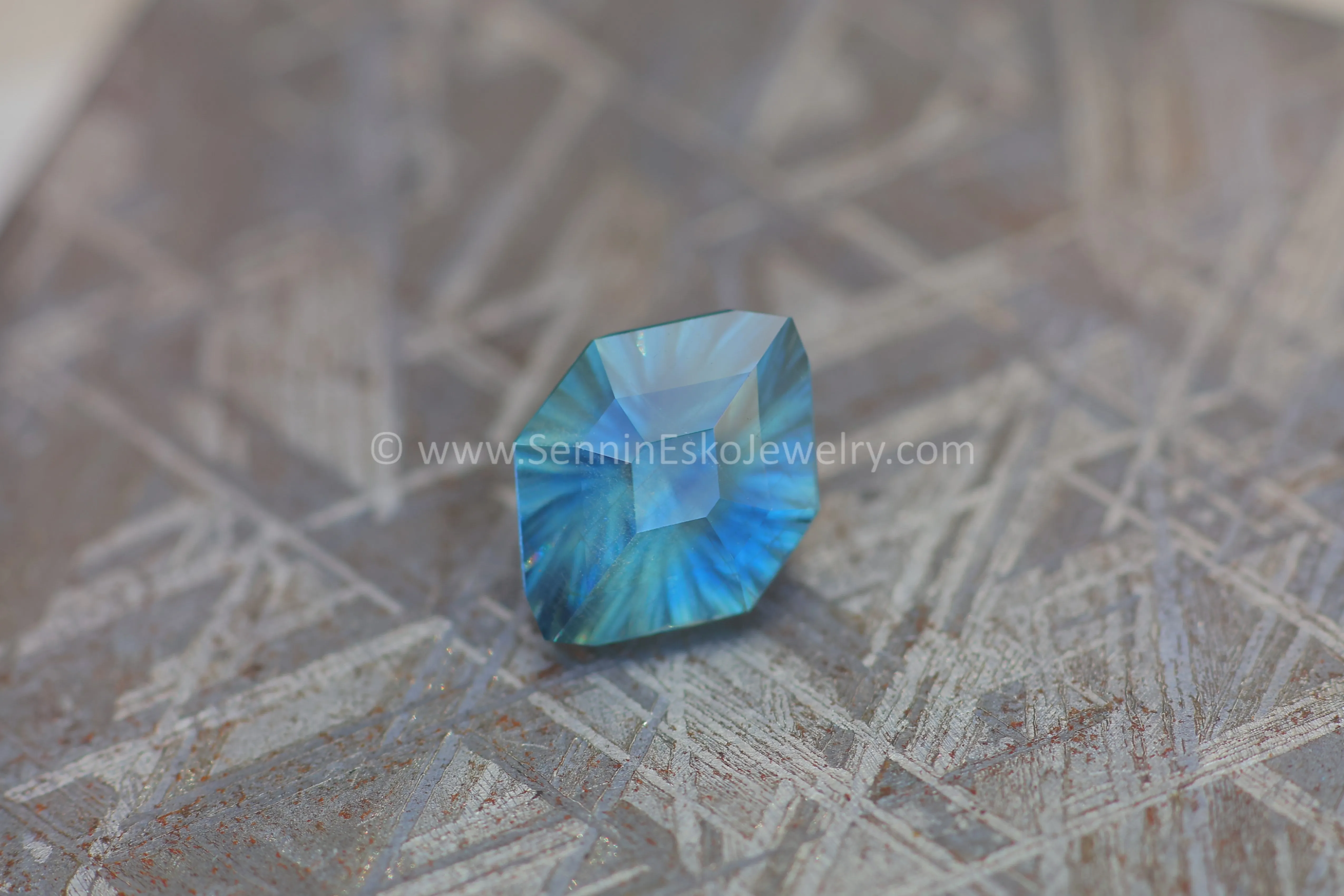 4.6ct Teal Malawi Sapphire Decagon - 12x8.6mm - Galaxy Cut