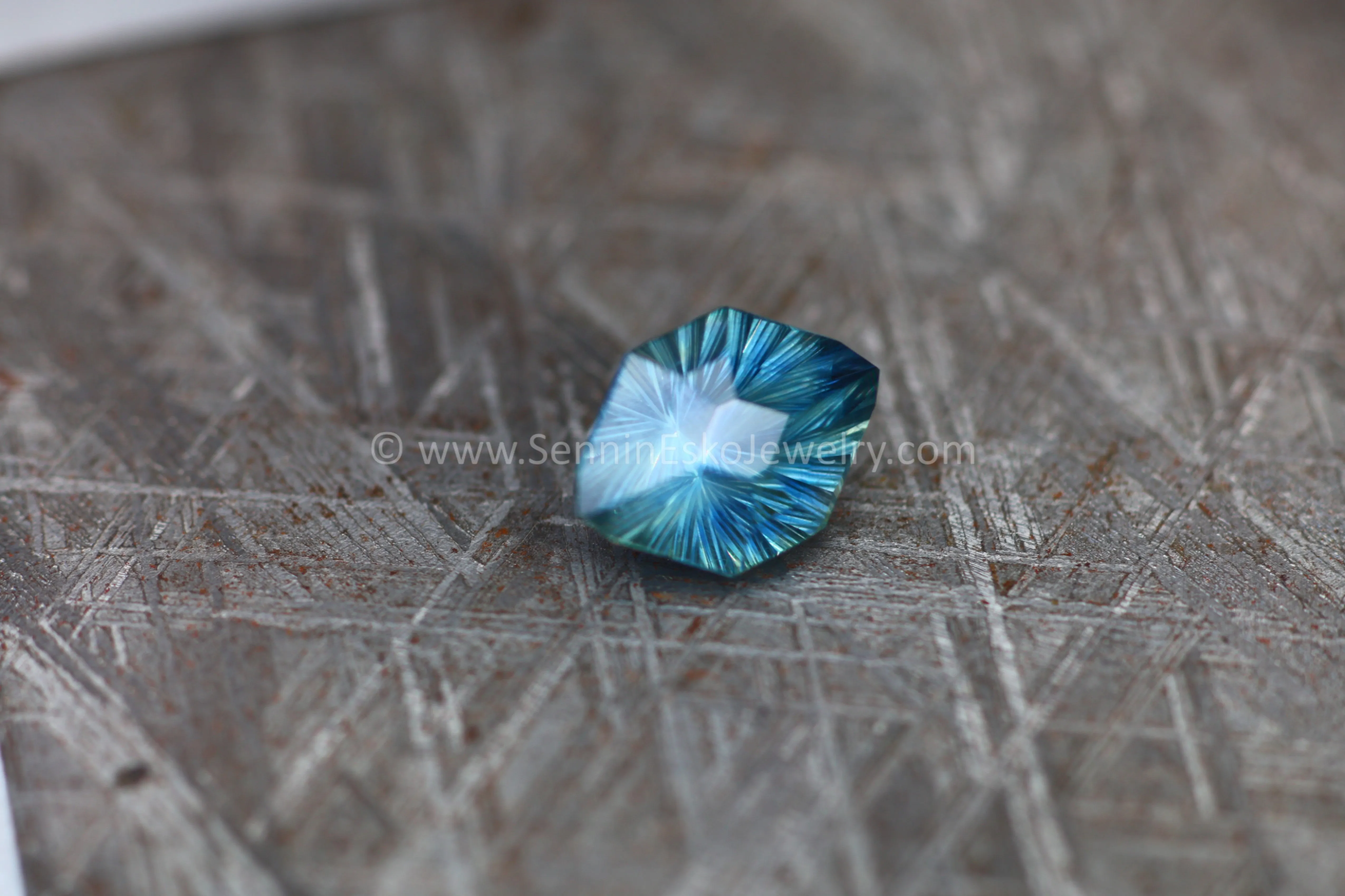 4.6ct Teal Malawi Sapphire Decagon - 12x8.6mm - Galaxy Cut