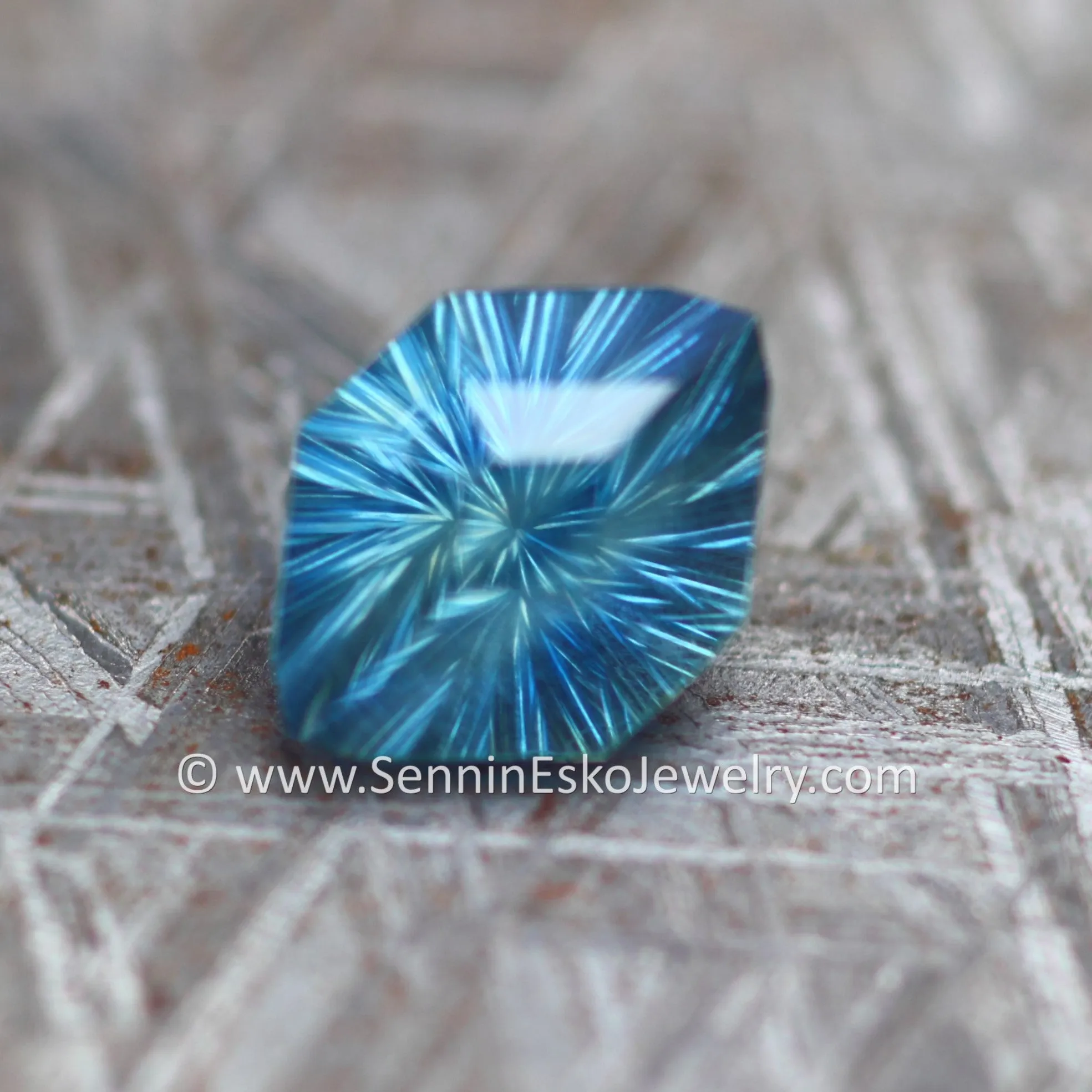 4.6ct Teal Malawi Sapphire Decagon - 12x8.6mm - Galaxy Cut